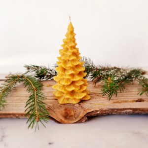 Beeswax Christmas Tree Candle - Handmade in the UK - Copy